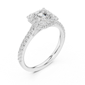 White Gold 1.40 CTW Princess Diamond Halo Engagement Ring with Pavé Band