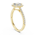 White Gold 1.40 CTW Princess Diamond Halo Engagement Ring with Pavé Band