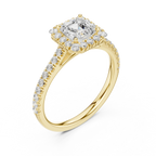 White Gold 1.40 CTW Princess Diamond Halo Engagement Ring with Pavé Band