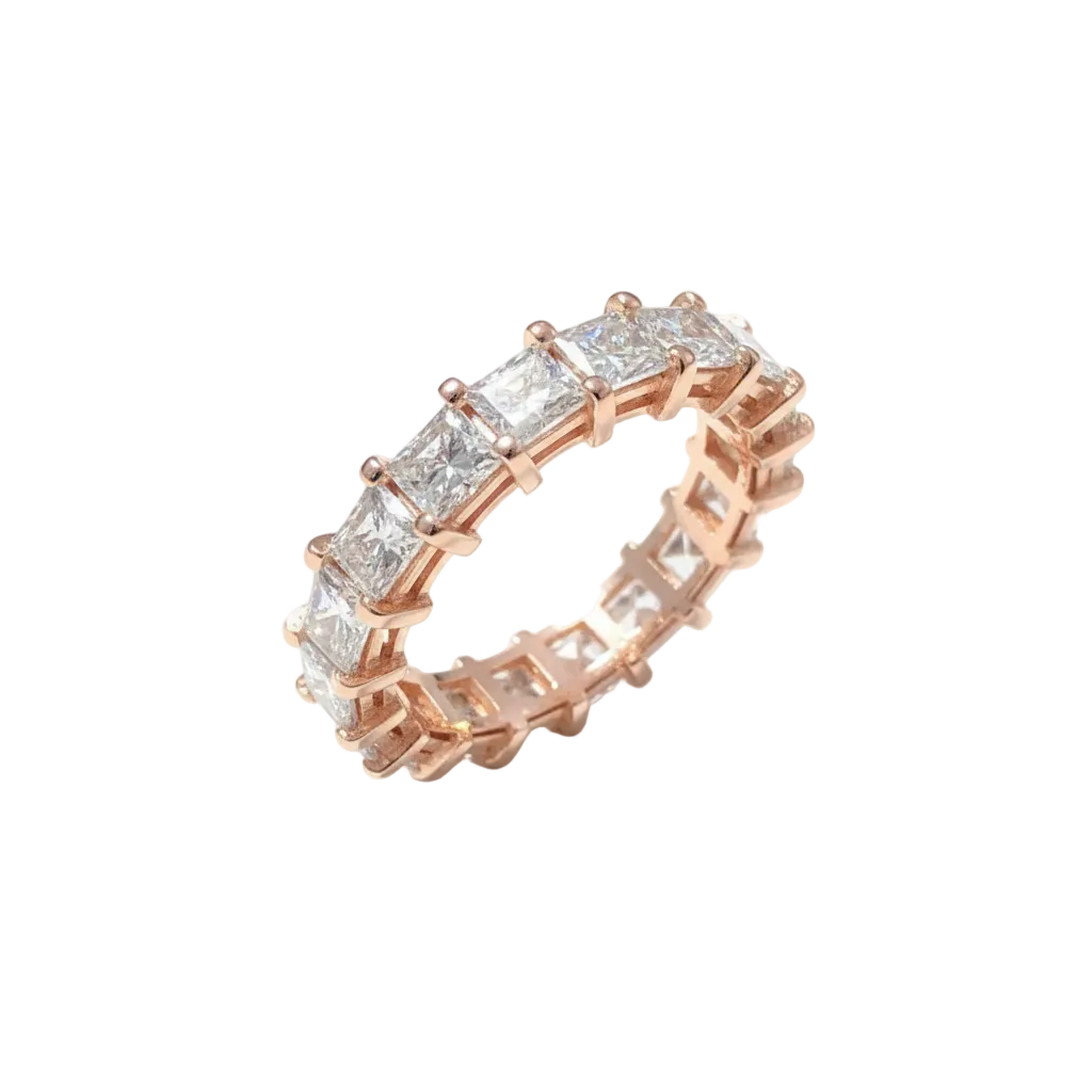 Custom Princess Diamond Ring 14k Solid Gold - 7.04 CTW