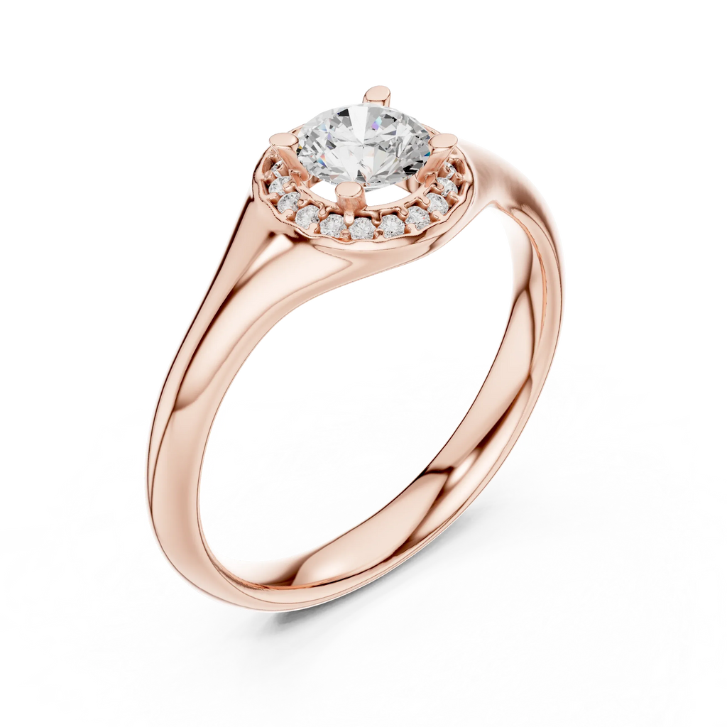 Brilliant Round Moissanite Halo Engagement Ring - VVS Quality