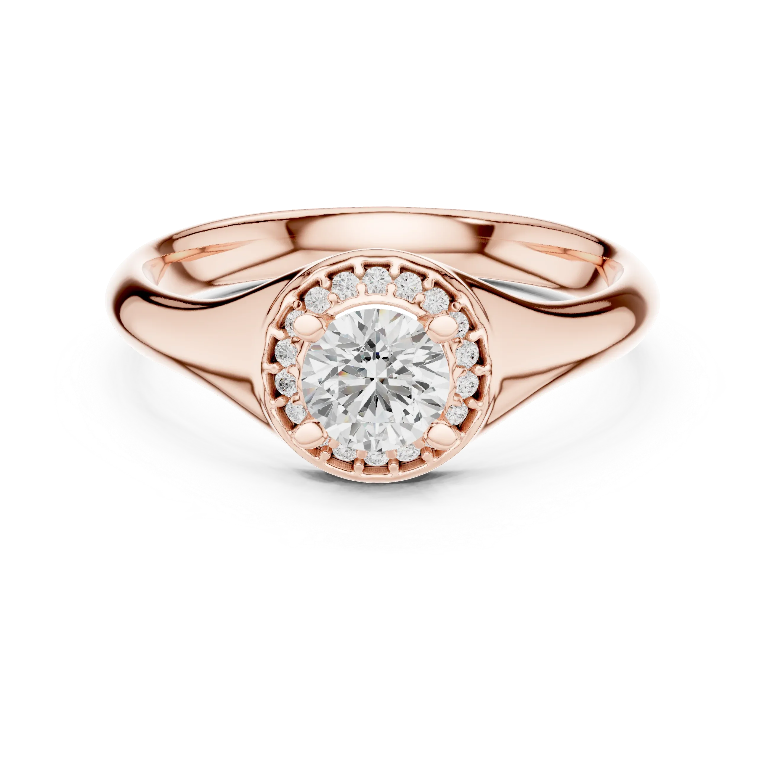 Brilliant Round Moissanite Halo Engagement Ring - VVS Quality