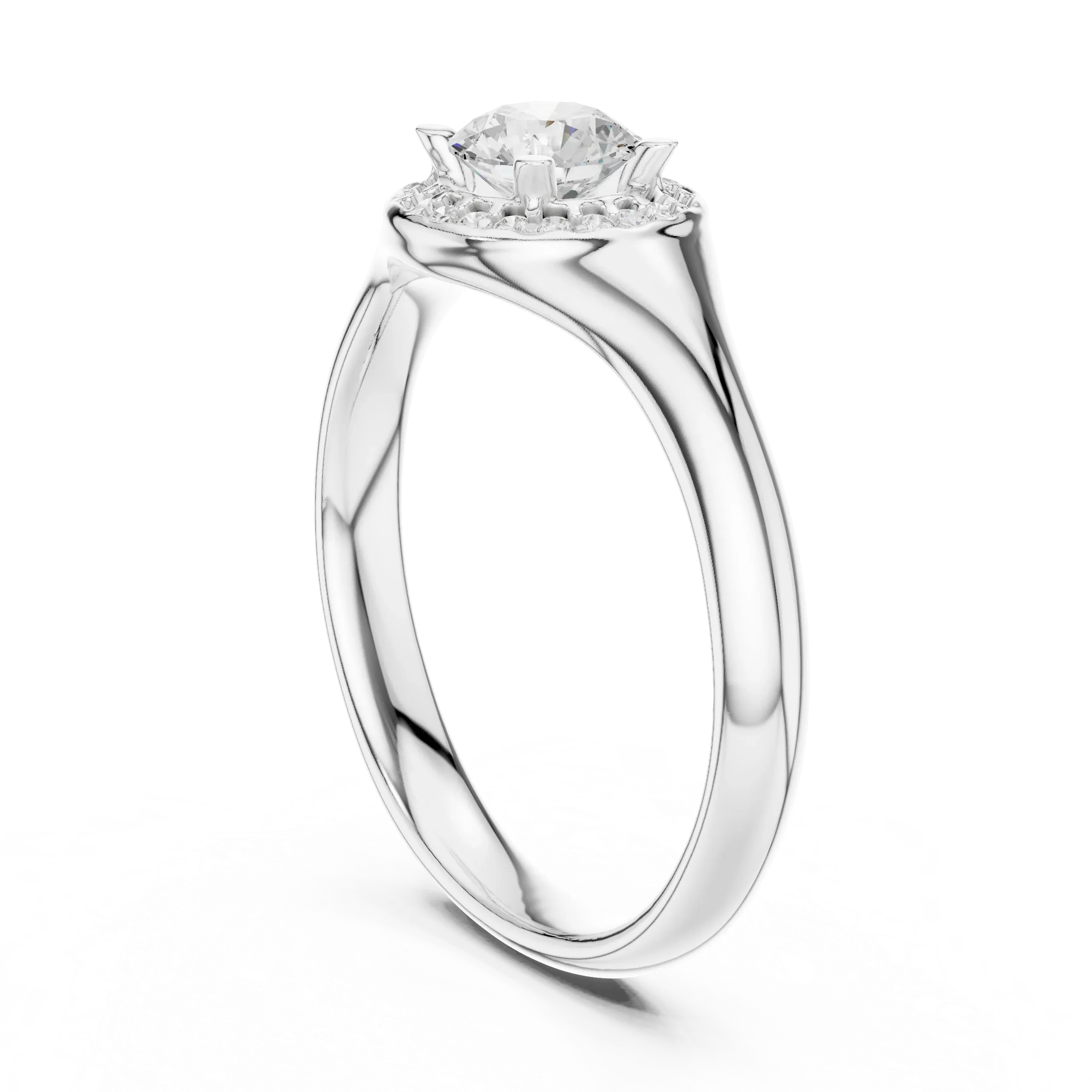 Brilliant Round Moissanite Halo Engagement Ring - VVS Quality