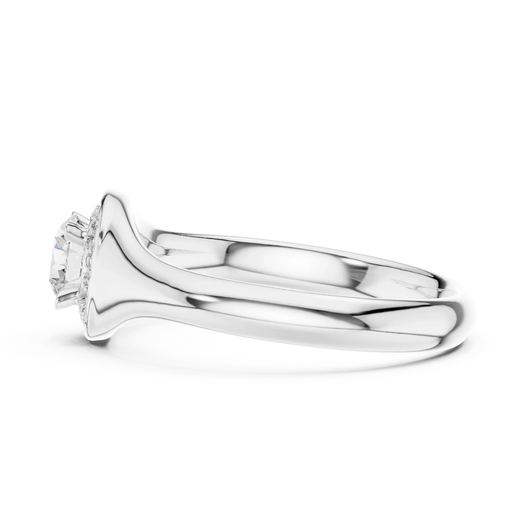 Brilliant Round Moissanite Halo Engagement Ring - VVS Quality