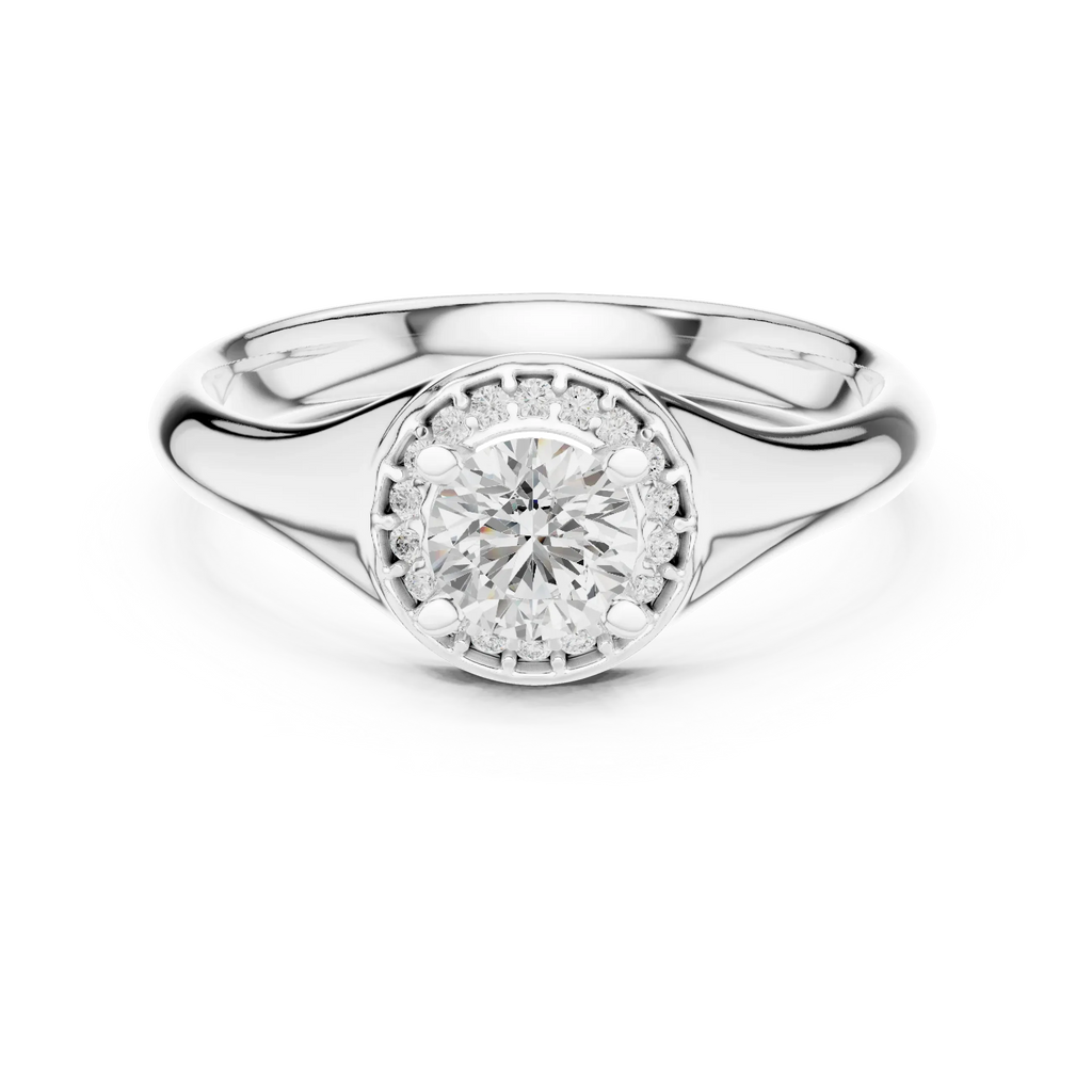 Brilliant Round Moissanite Halo Engagement Ring - VVS Quality