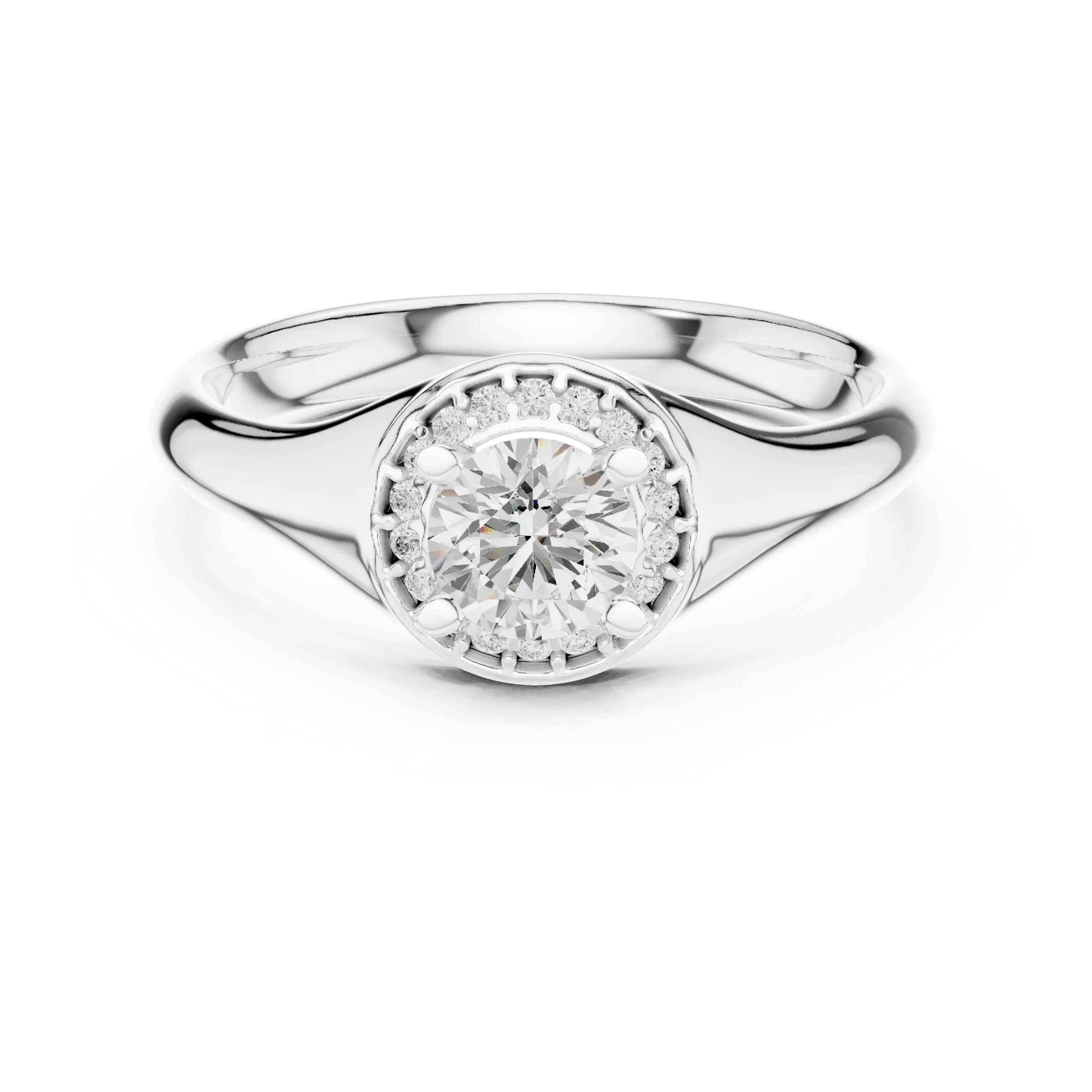 Brilliant Round Moissanite Halo Engagement Ring - VVS Quality