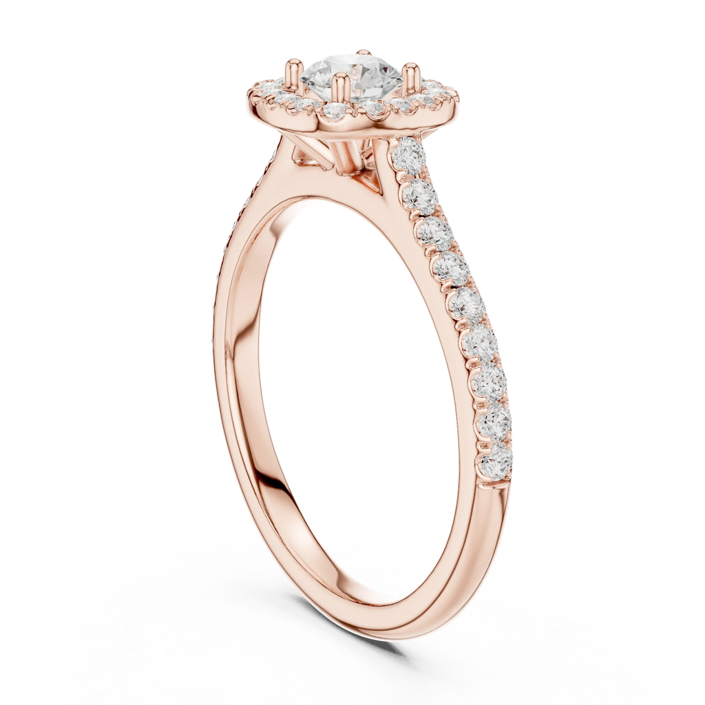 Round Cut Moissanite Halo Engagement Ring with VVS Diamond