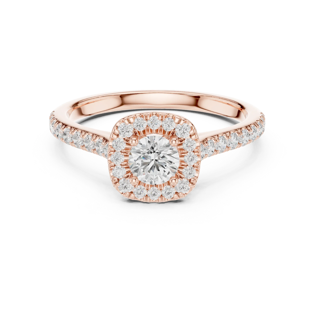 Round Cut Moissanite Halo Engagement Ring with VVS Diamond