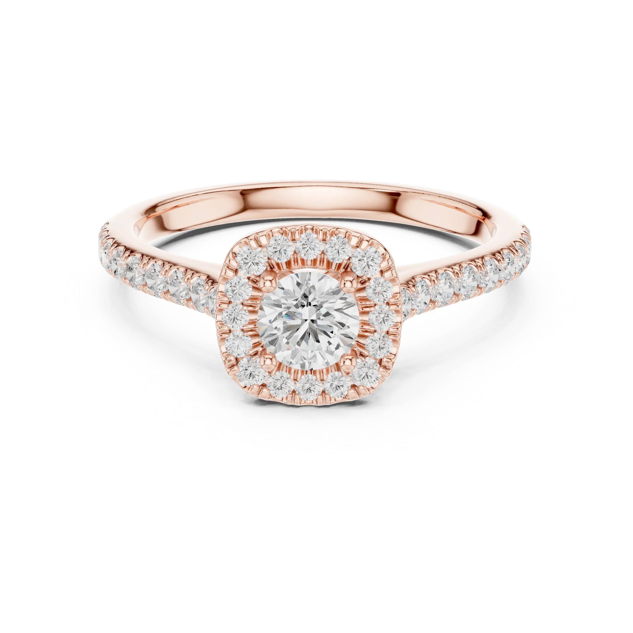 Round Cut Moissanite Halo Engagement Ring with VVS Diamond