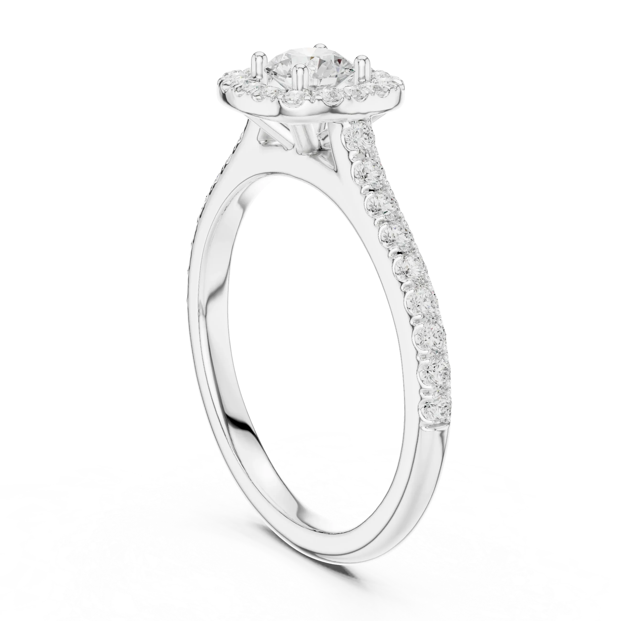 Round Cut Moissanite Halo Engagement Ring with VVS Diamond