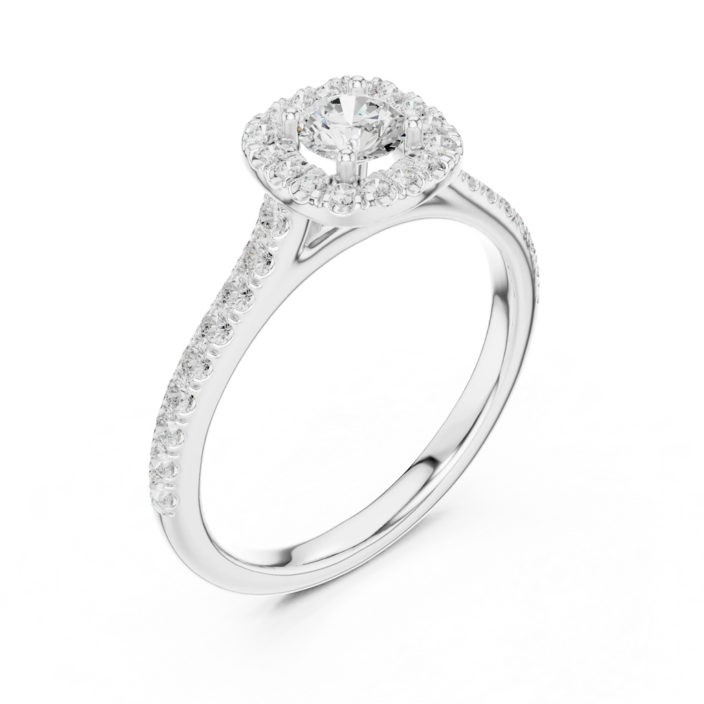 Round Cut Moissanite Halo Engagement Ring with VVS Diamond