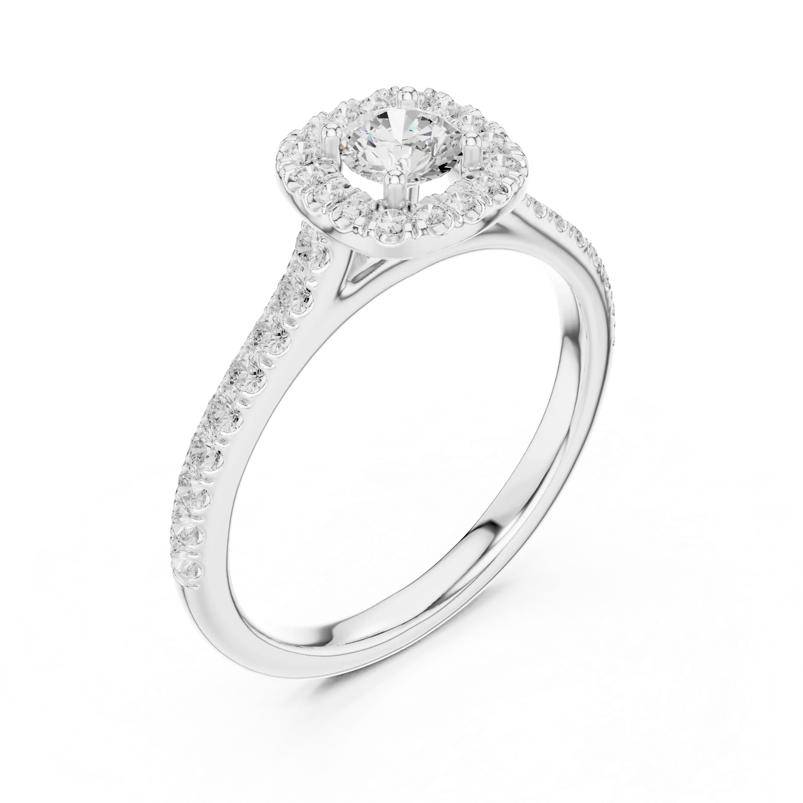 Round Cut Moissanite Halo Engagement Ring with VVS Diamond