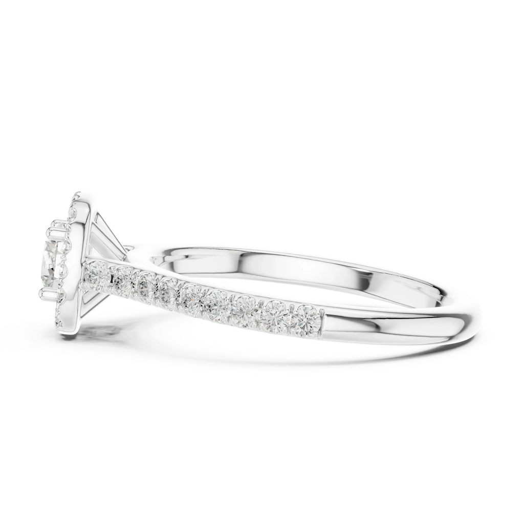 Round Cut Moissanite Halo Engagement Ring with VVS Diamond