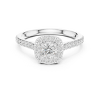 Round Cut Moissanite Halo Engagement Ring with VVS Diamond