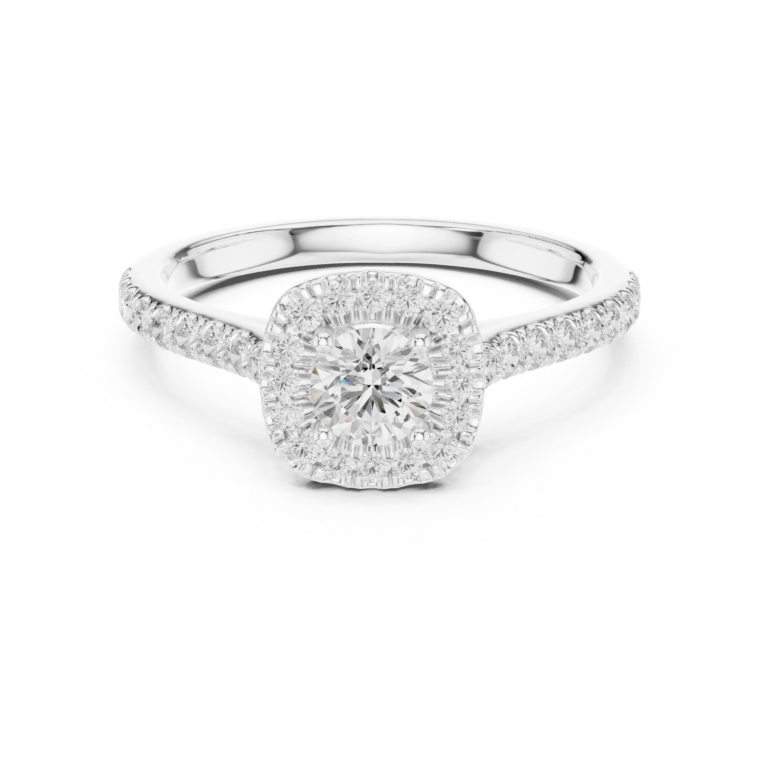 Round Cut Moissanite Halo Engagement Ring with VVS Diamond