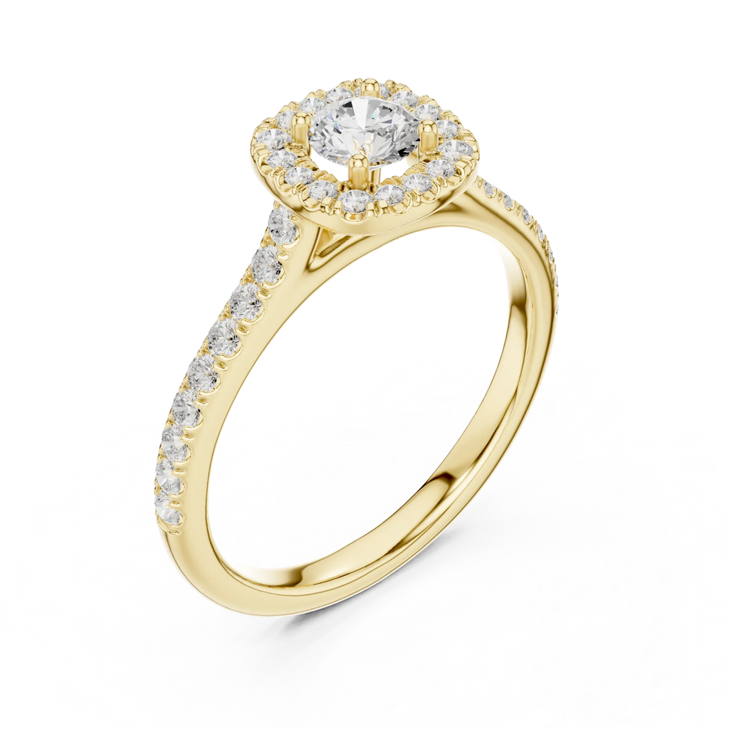 Round Cut Moissanite Halo Engagement Ring with VVS Diamond