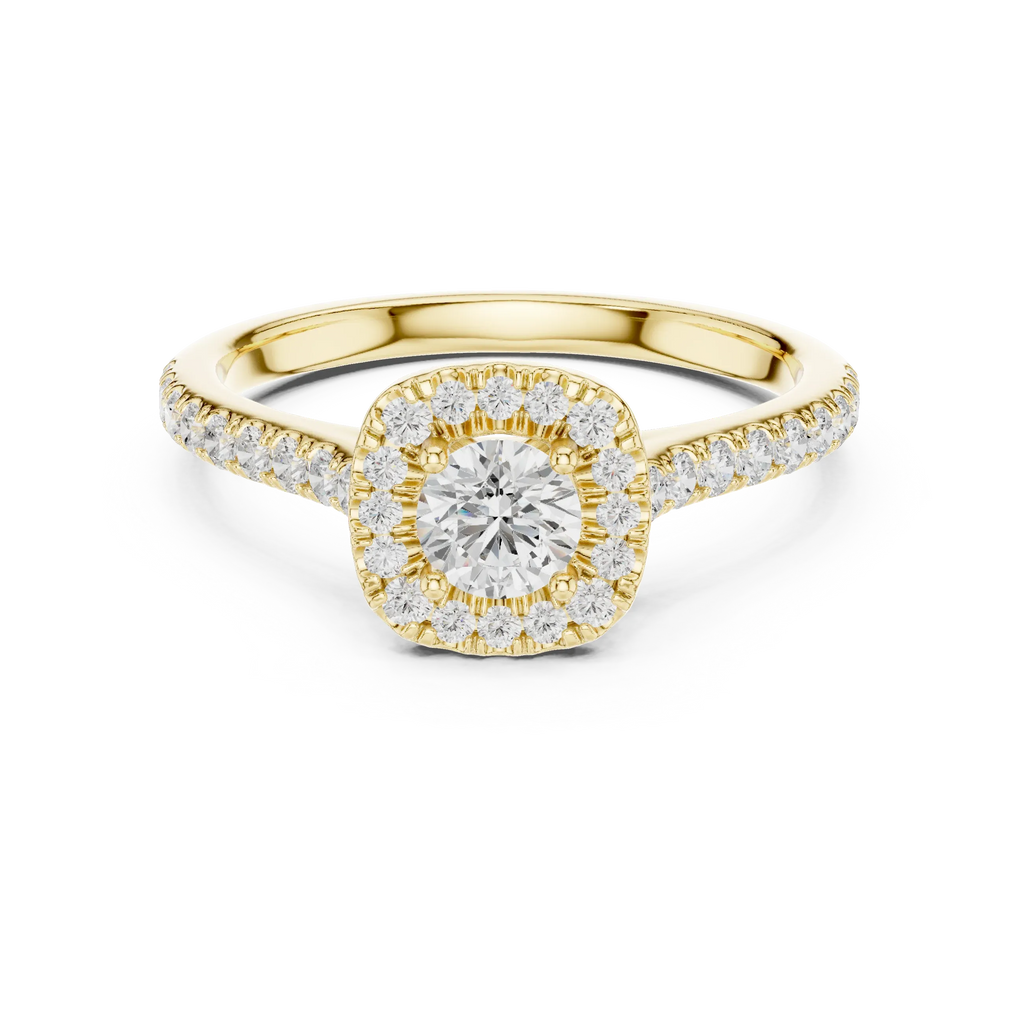 Round Cut Moissanite Halo Engagement Ring with VVS Diamond