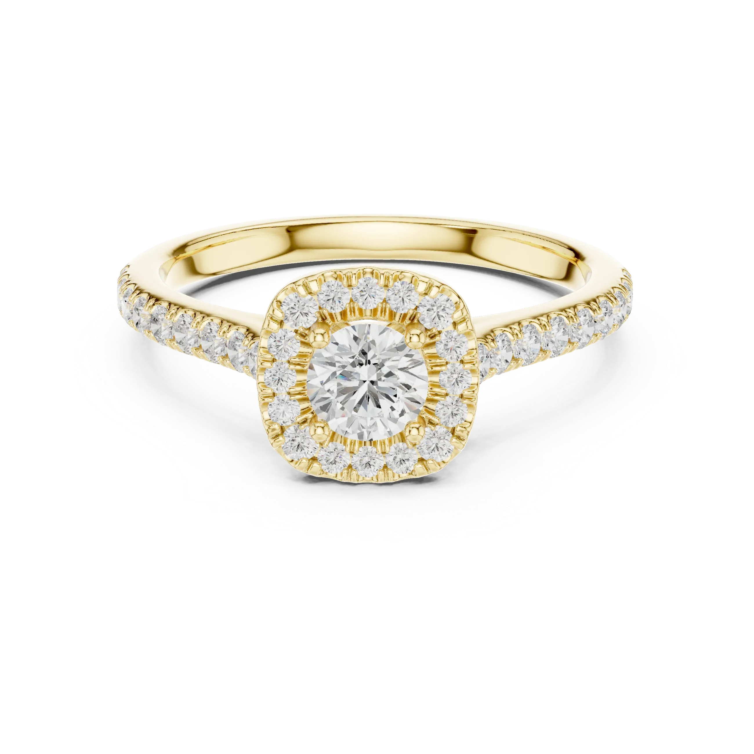 Round Cut Moissanite Halo Engagement Ring with VVS Diamond