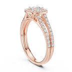 D Color Lab Grown Round Diamond Halo Engagement Ring
