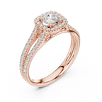 D Color Lab Grown Round Diamond Halo Engagement Ring