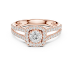 D Color Lab Grown Round Diamond Halo Engagement Ring