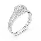 D Color Lab Grown Round Diamond Halo Engagement Ring