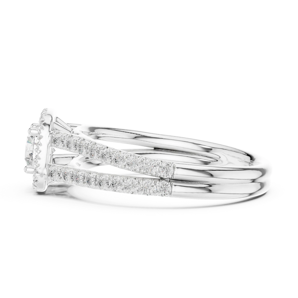 D Color Lab Grown Round Diamond Halo Engagement Ring