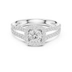 D Color Lab Grown Round Diamond Halo Engagement Ring