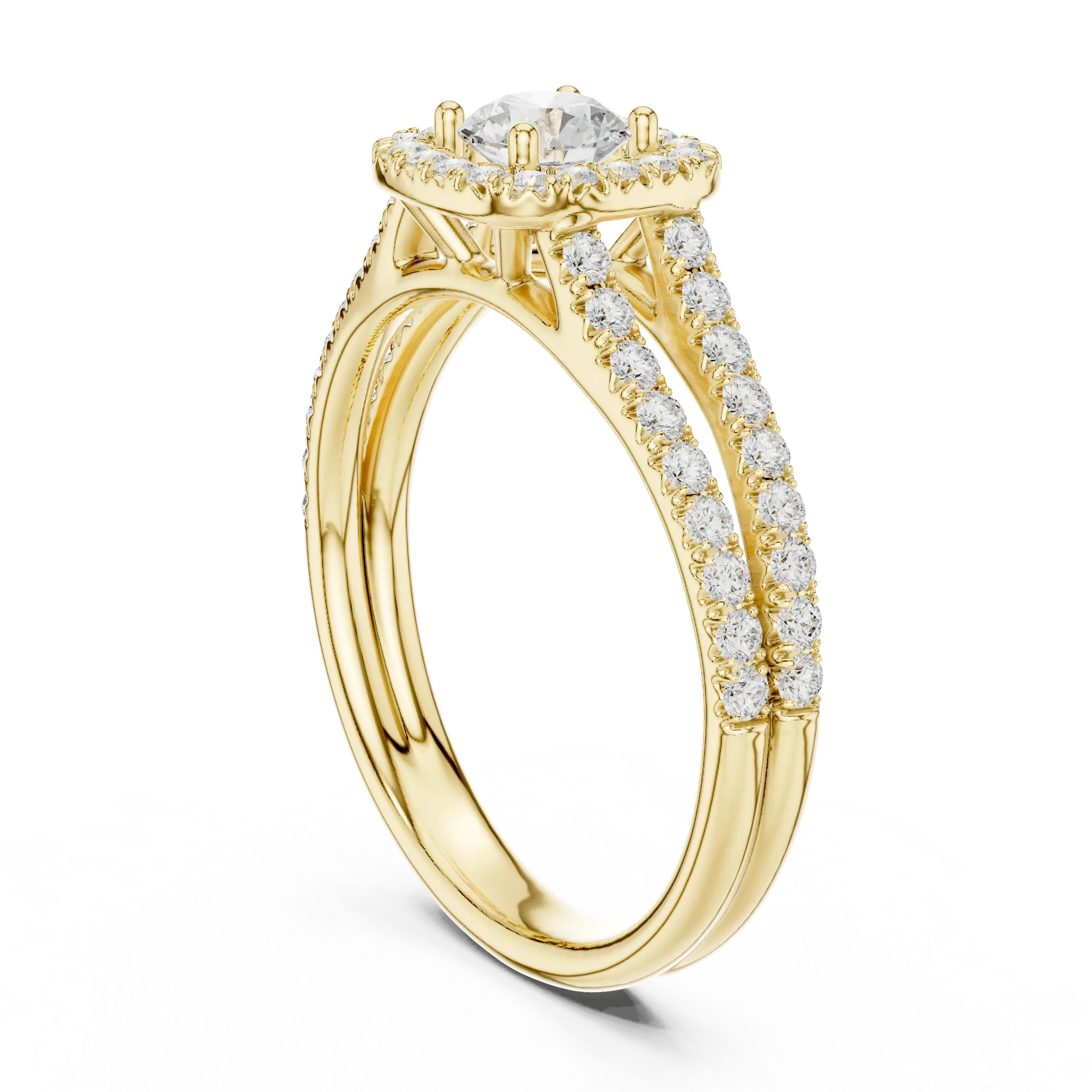 D Color Lab Grown Round Diamond Halo Engagement Ring