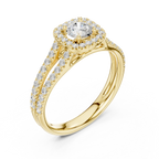 D Color Lab Grown Round Diamond Halo Engagement Ring