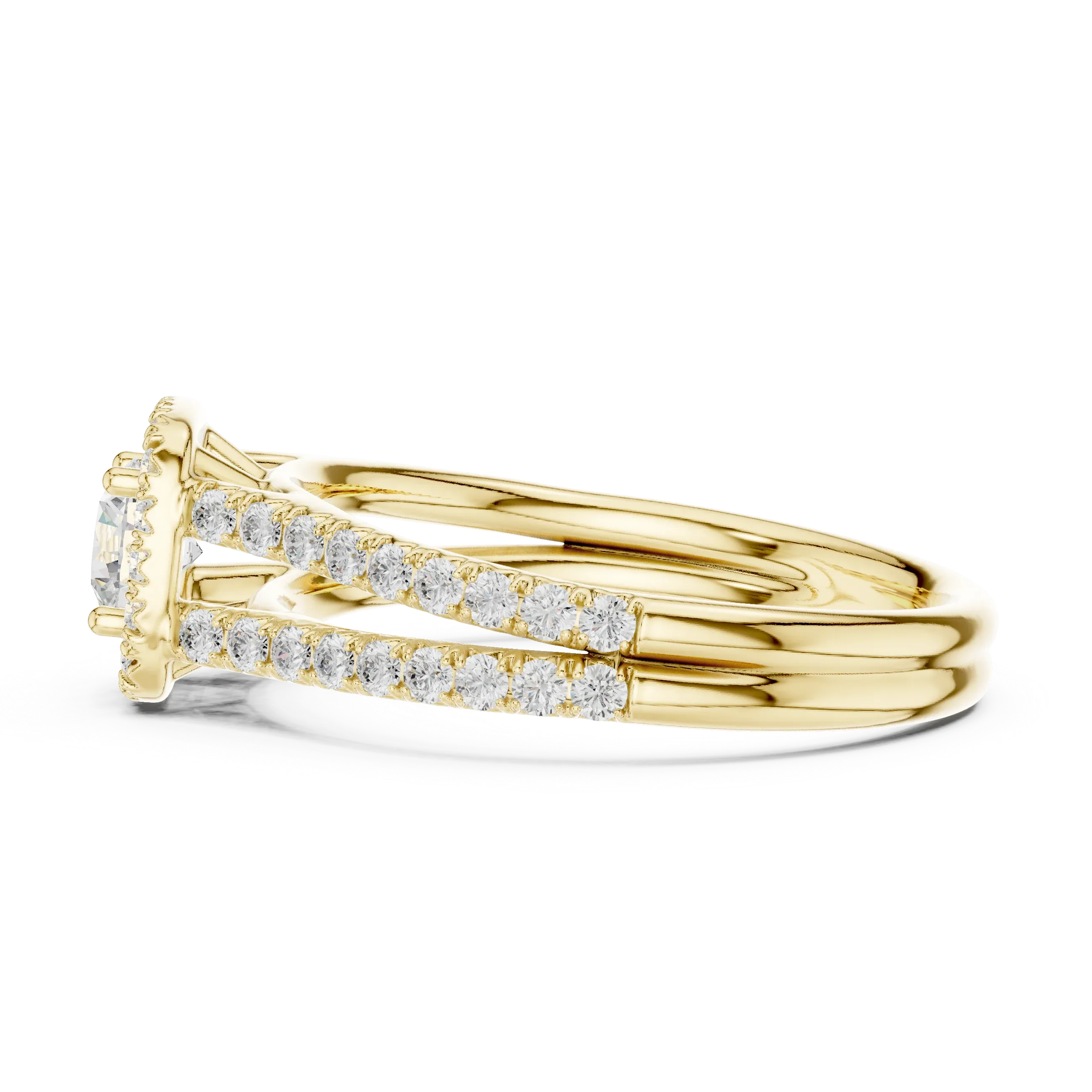 D Color Lab Grown Round Diamond Halo Engagement Ring