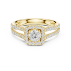 D Color Lab Grown Round Diamond Halo Engagement Ring