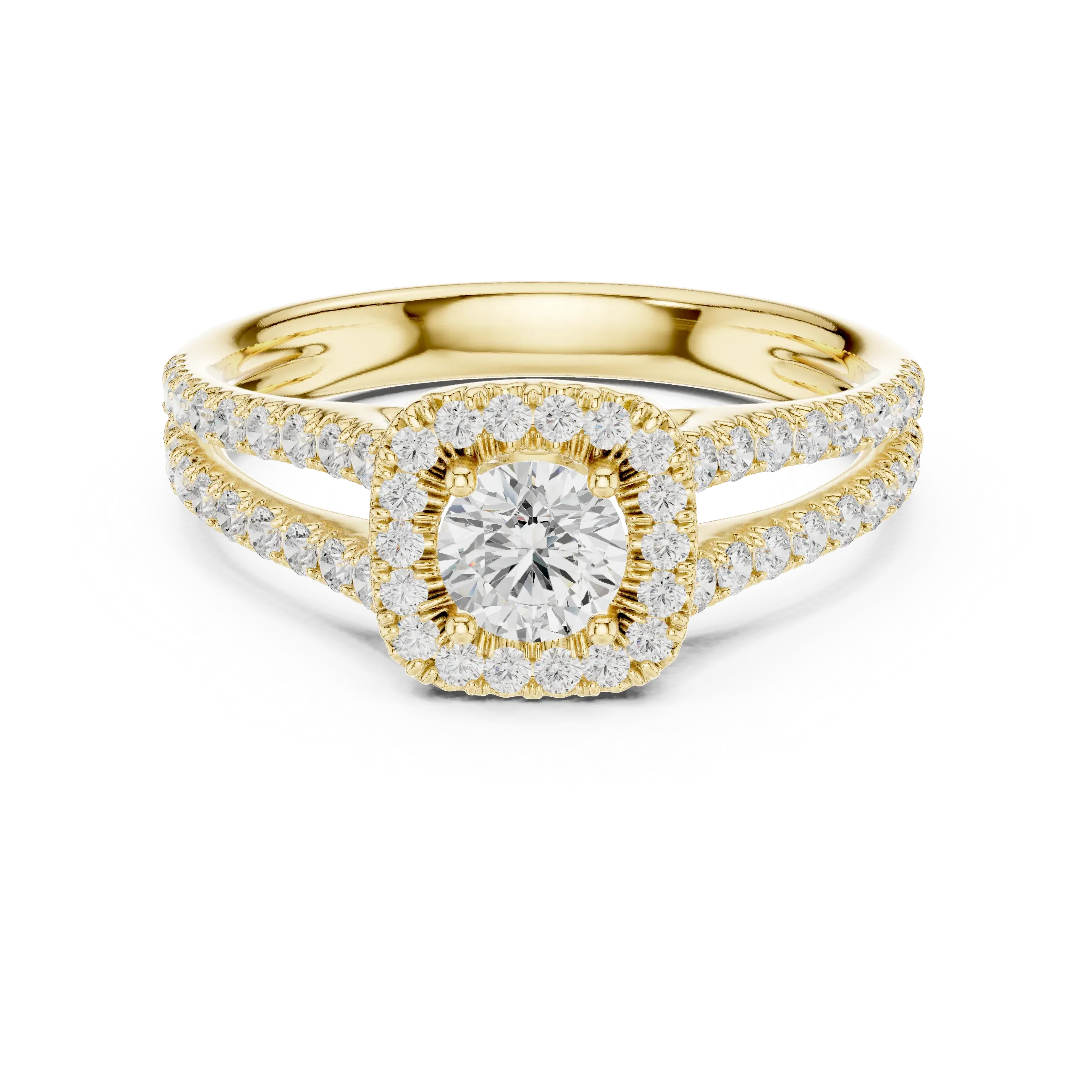 D Color Lab Grown Round Diamond Halo Engagement Ring