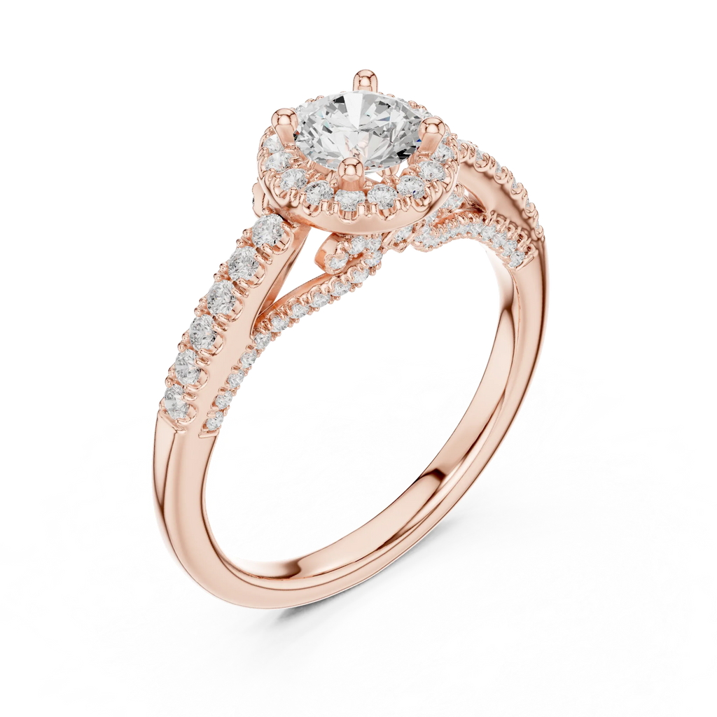 Luxury Lab Grown Diamond Round Halo Engagement Ring D Color