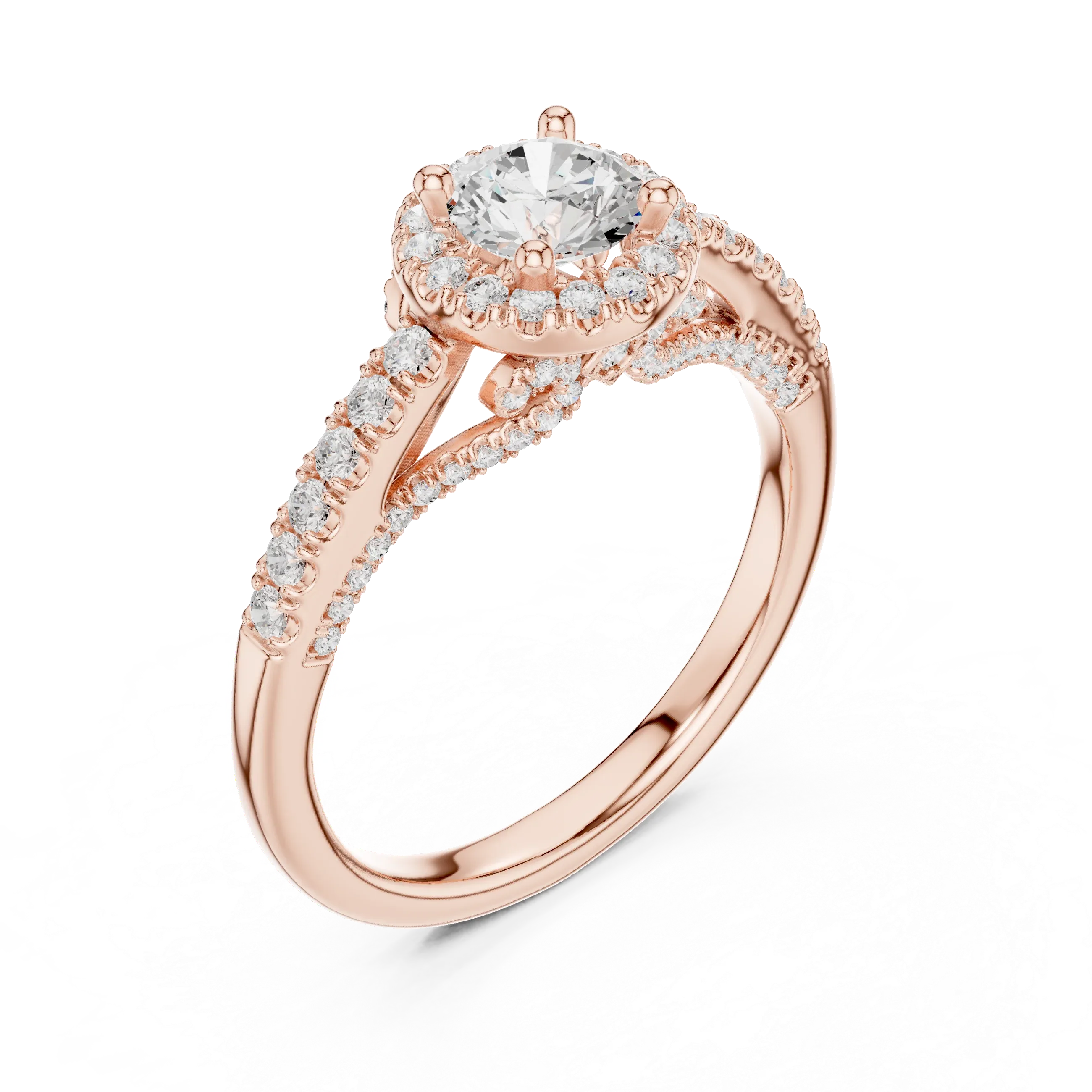 Luxury Lab Grown Diamond Round Halo Engagement Ring D Color