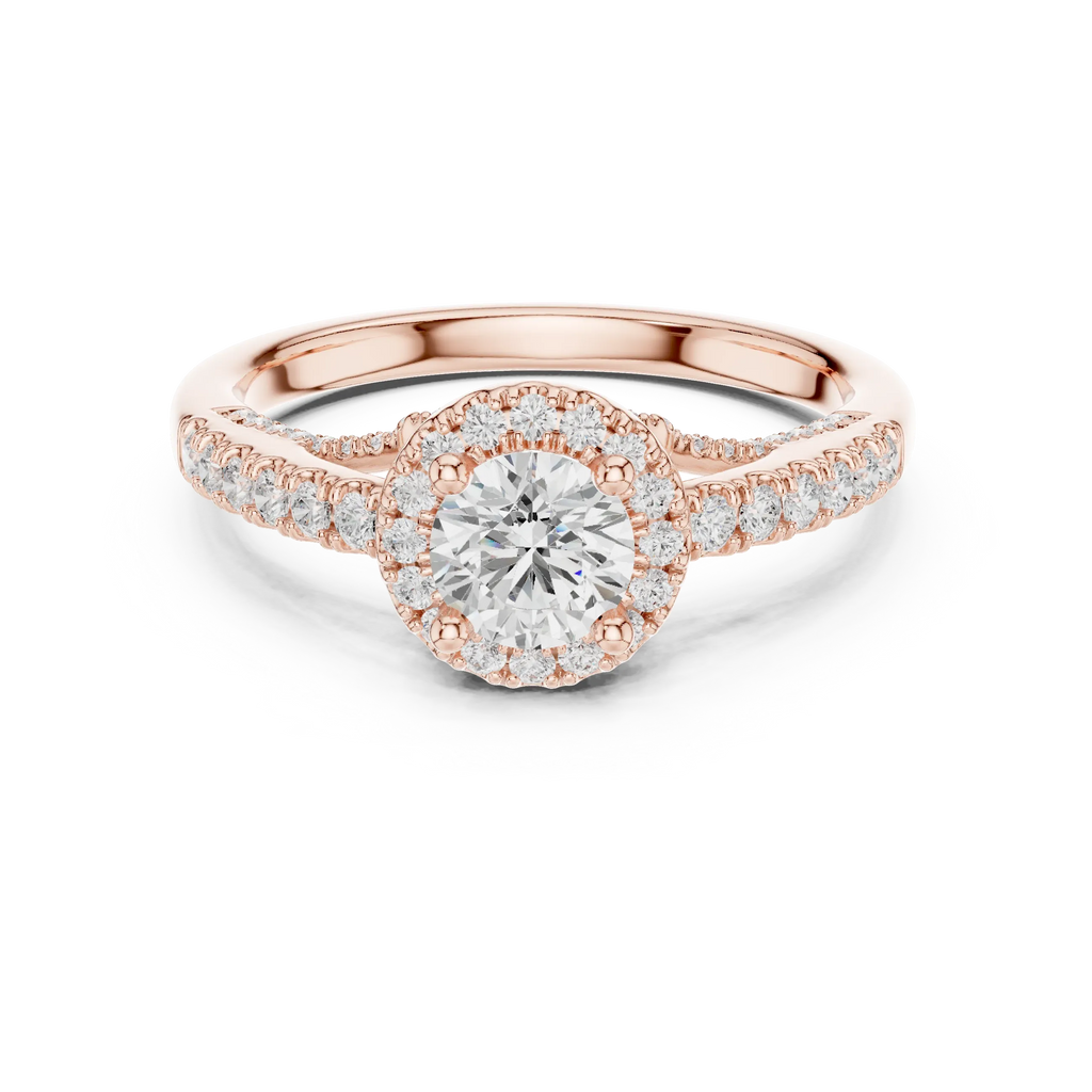 Luxury Lab Grown Diamond Round Halo Engagement Ring D Color