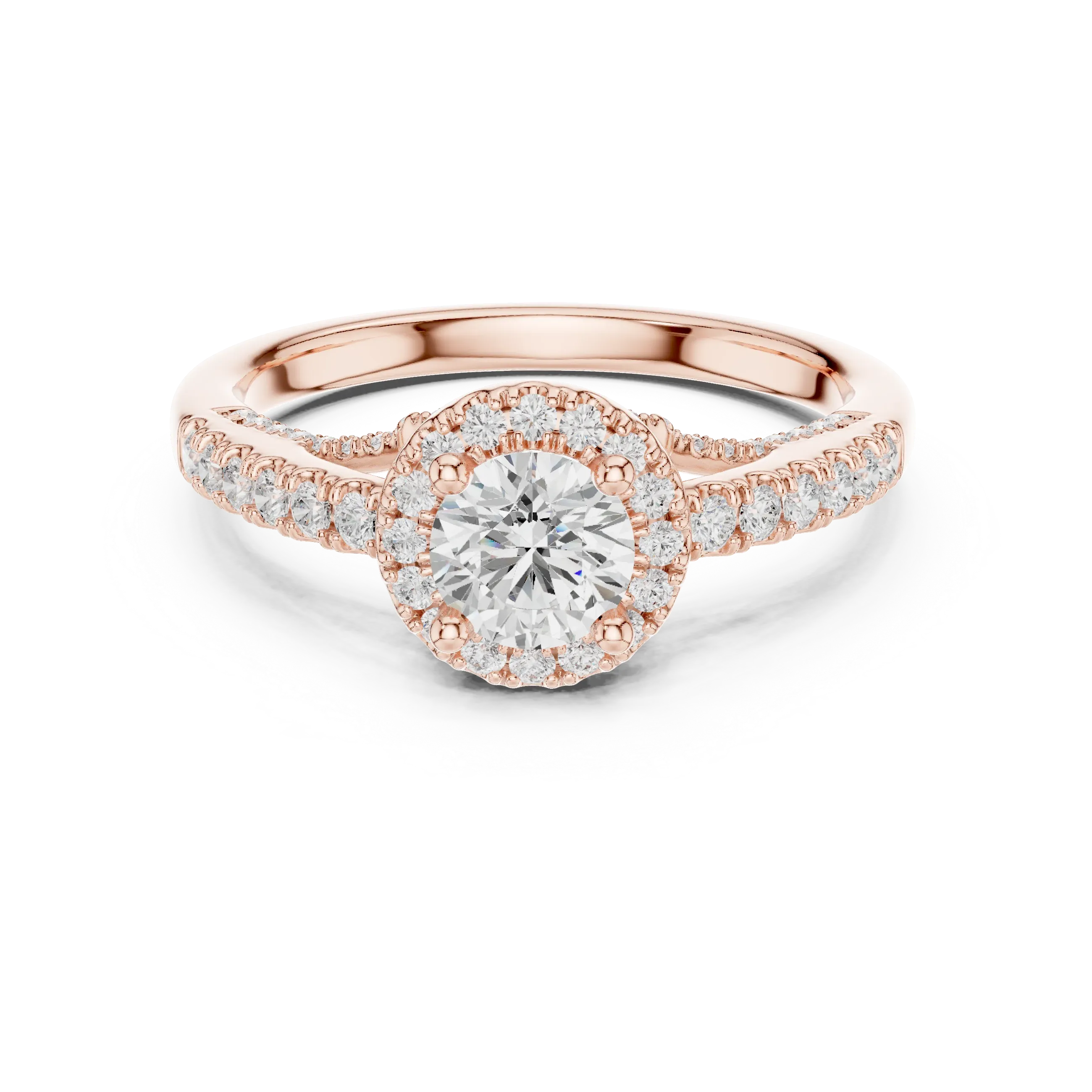 Luxury Lab Grown Diamond Round Halo Engagement Ring D Color
