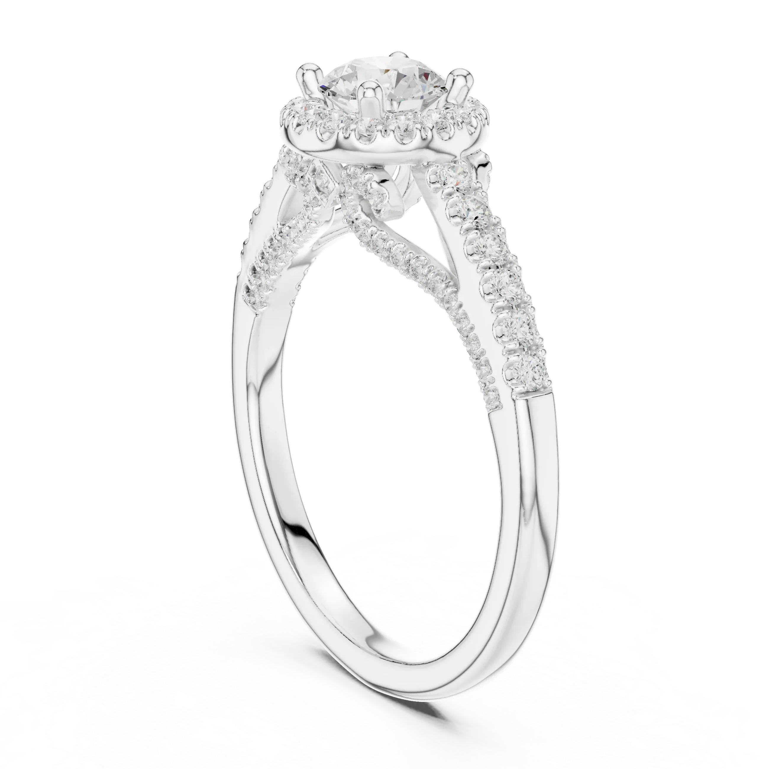 Luxury Lab Grown Diamond Round Halo Engagement Ring D Color