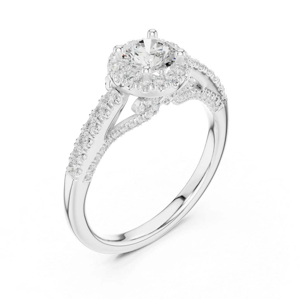 Luxury Lab Grown Diamond Round Halo Engagement Ring D Color