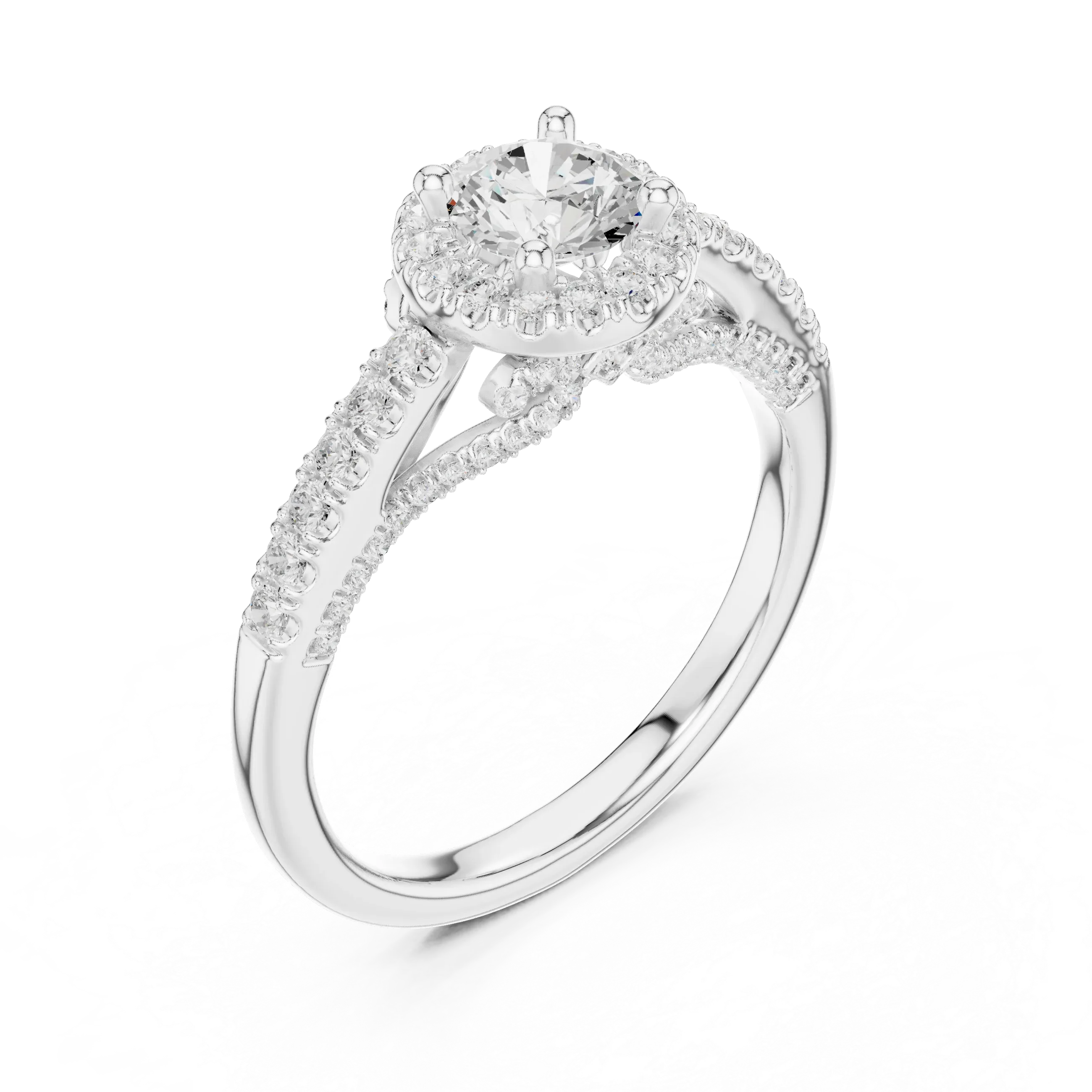 Luxury Lab Grown Diamond Round Halo Engagement Ring D Color