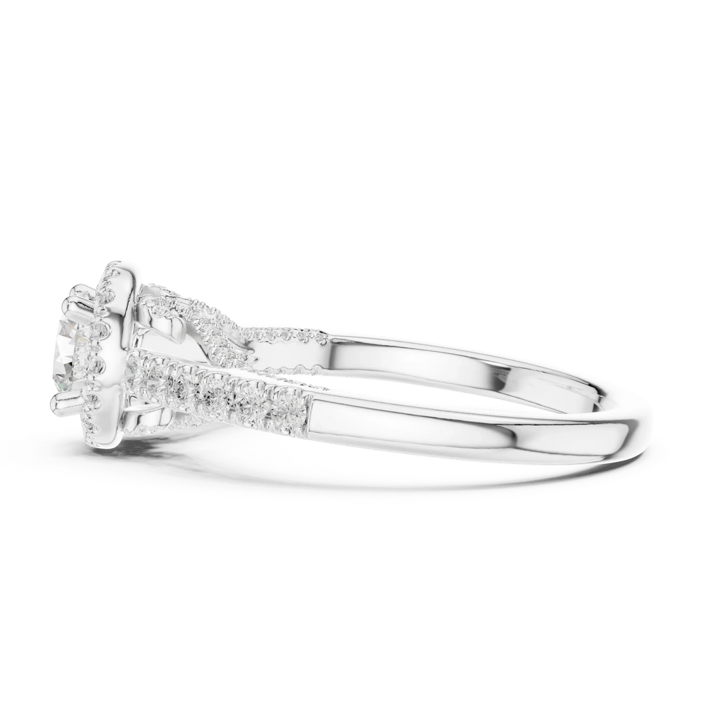 Luxury Lab Grown Diamond Round Halo Engagement Ring D Color