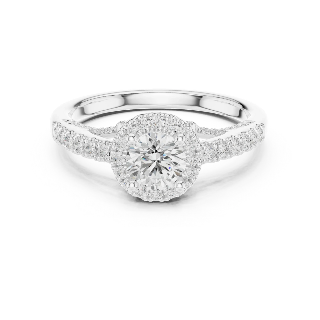 Luxury Lab Grown Diamond Round Halo Engagement Ring D Color