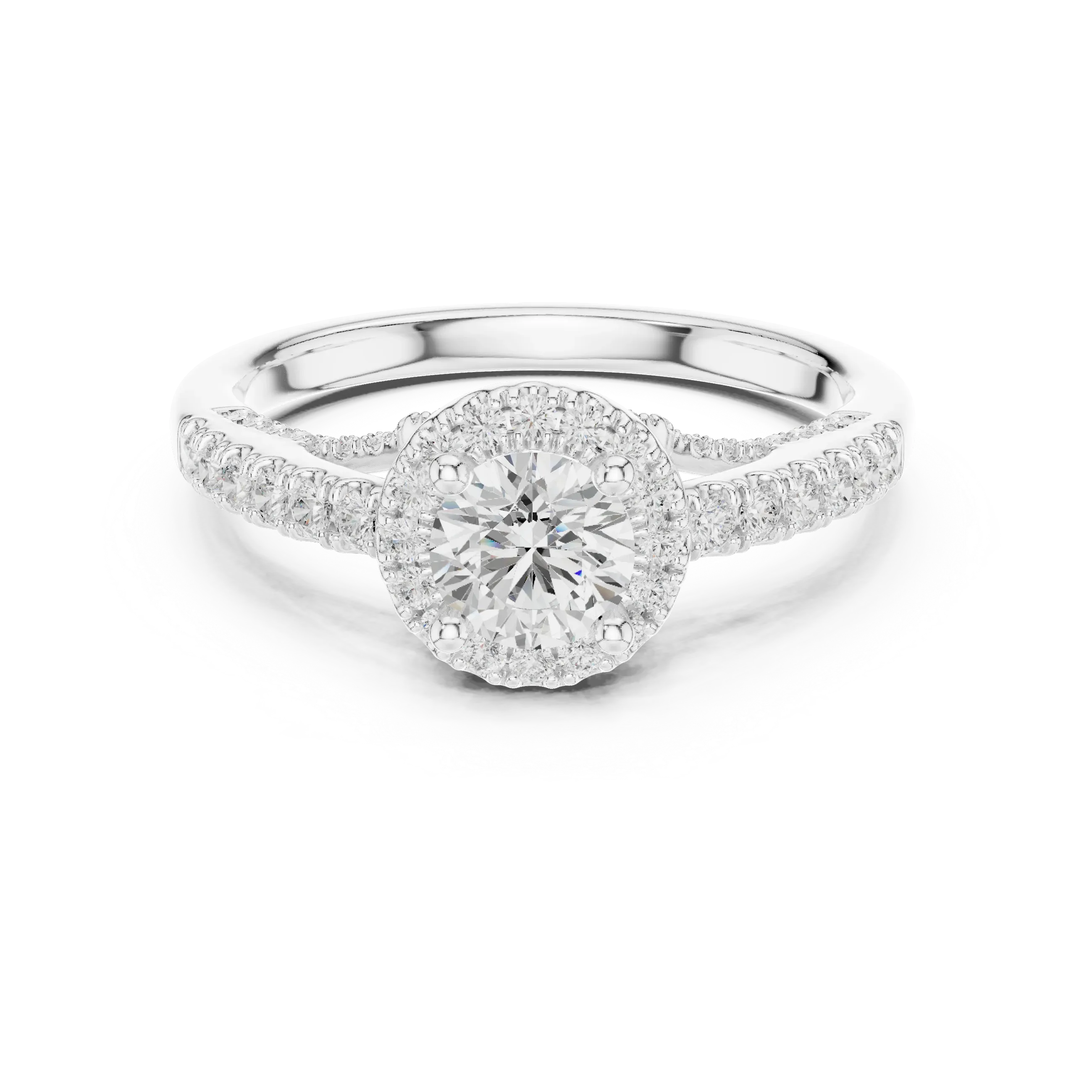 Luxury Lab Grown Diamond Round Halo Engagement Ring D Color