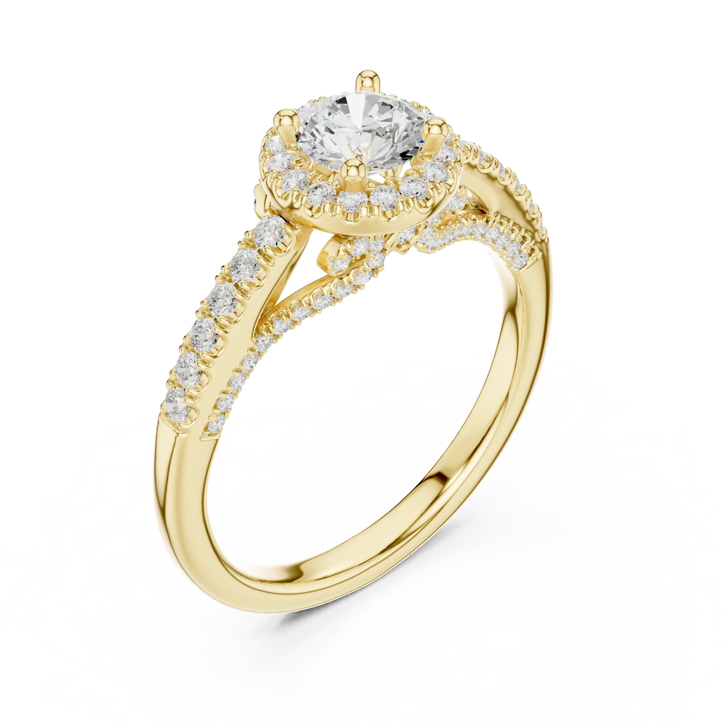 Luxury Lab Grown Diamond Round Halo Engagement Ring D Color