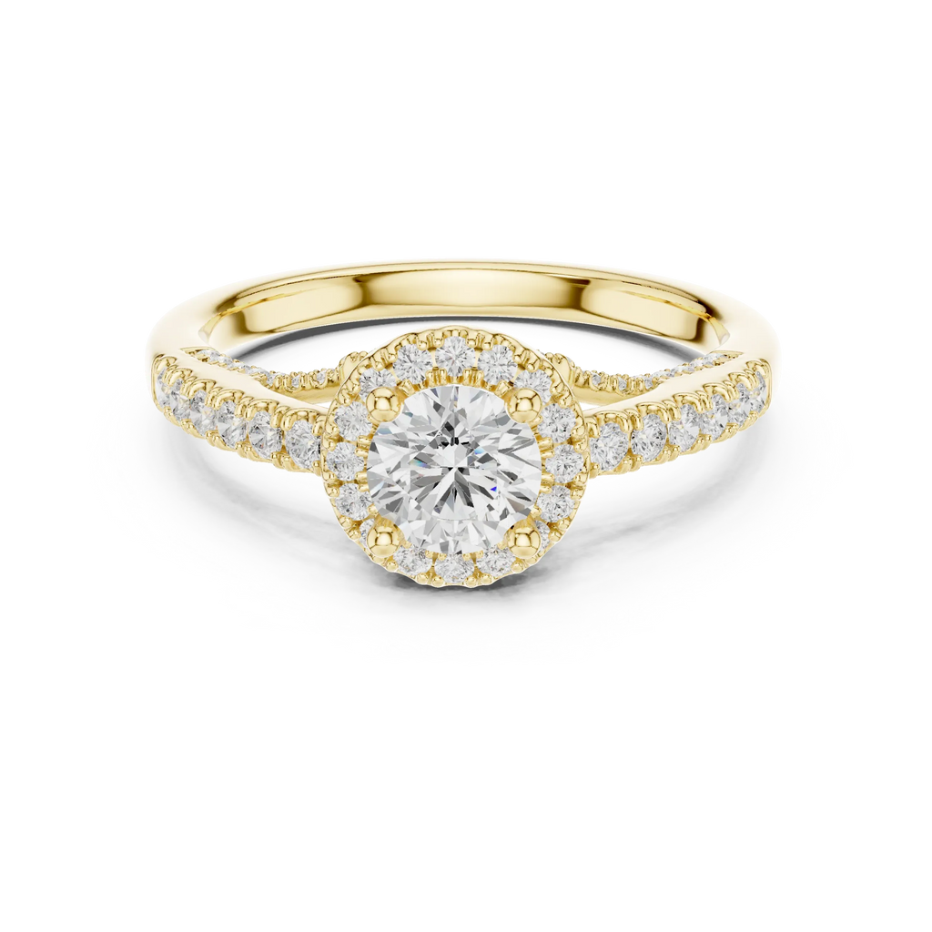 Luxury Lab Grown Diamond Round Halo Engagement Ring D Color