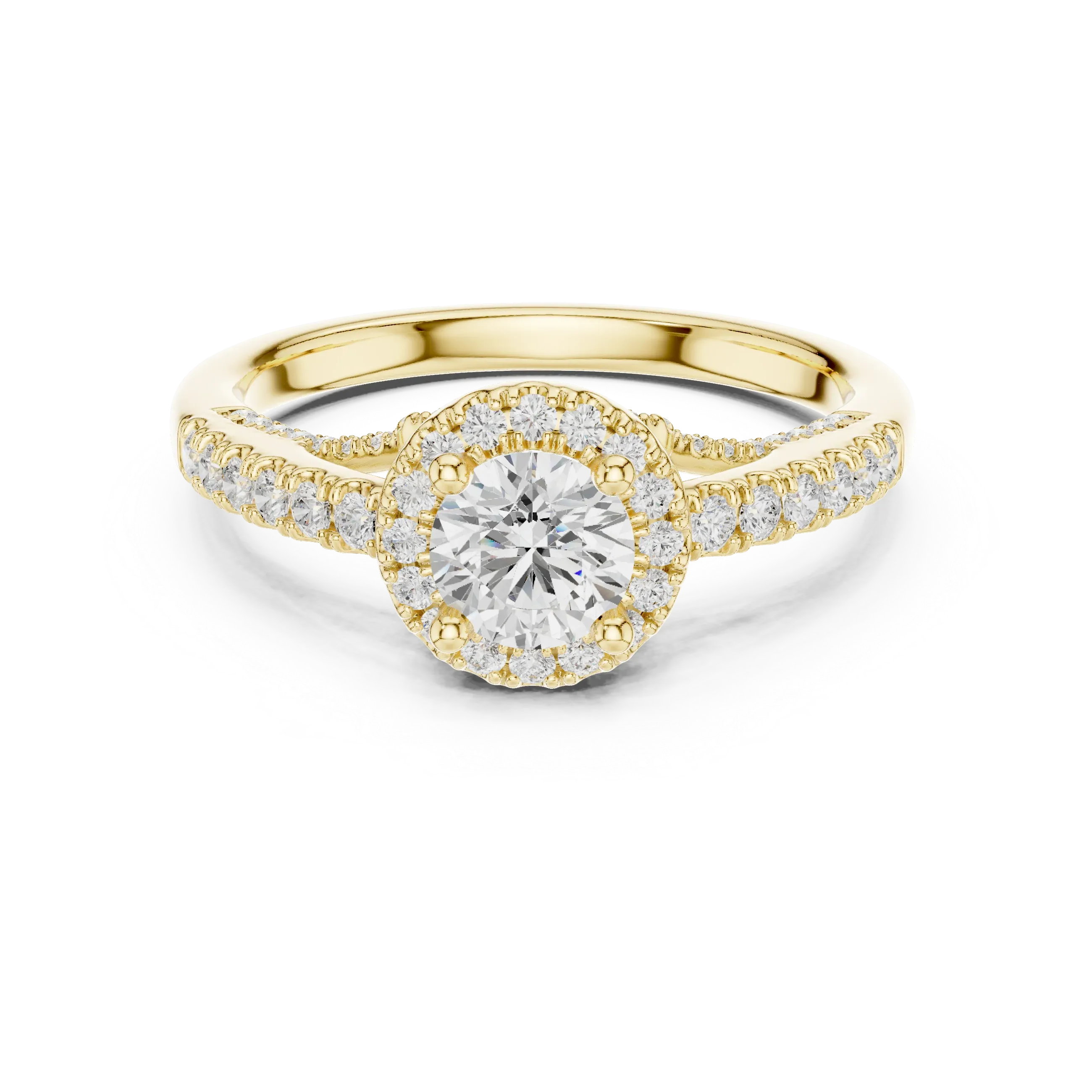 Luxury Lab Grown Diamond Round Halo Engagement Ring D Color