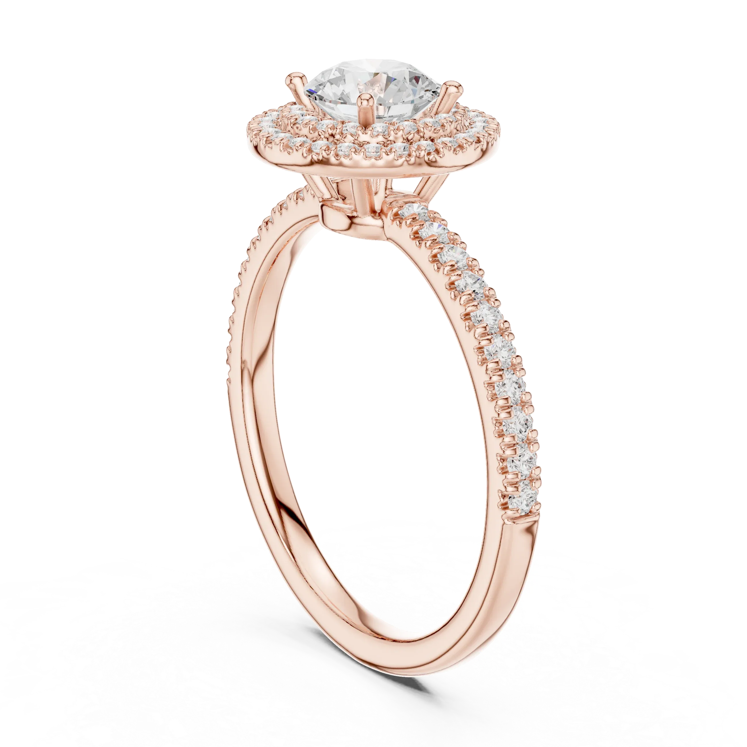 Halo Round Moissanite Engagement Ring VVS Diamond Accents