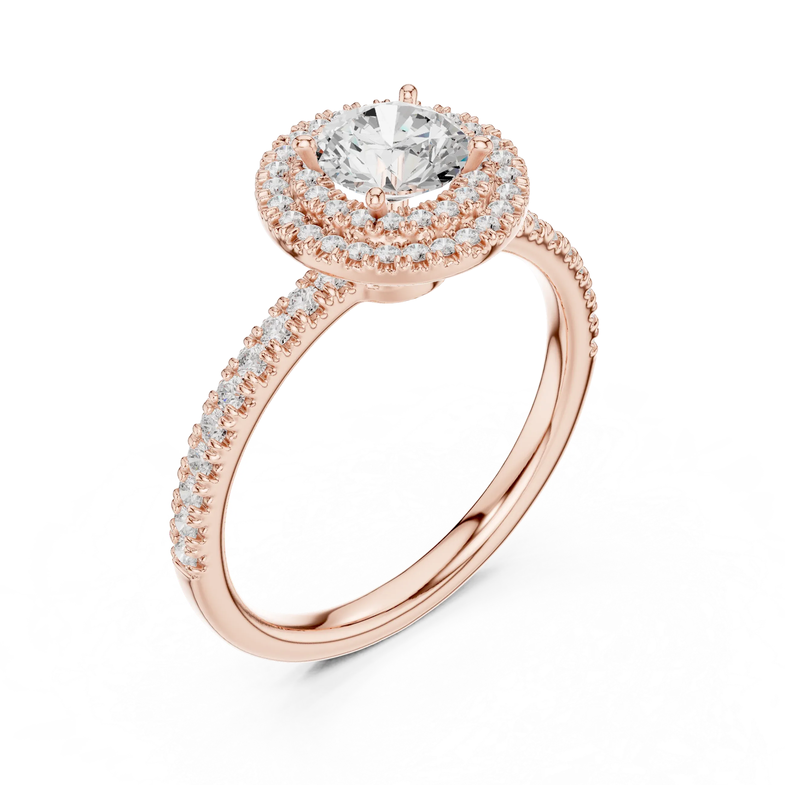 Halo Round Moissanite Engagement Ring VVS Diamond Accents
