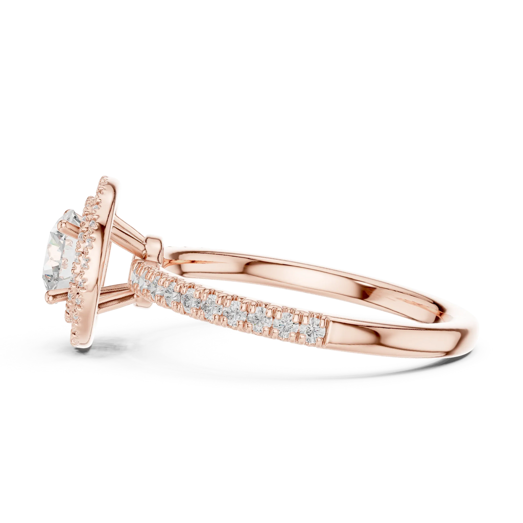 Halo Round Moissanite Engagement Ring VVS Diamond Accents