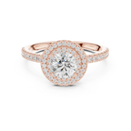 Halo Round Moissanite Engagement Ring VVS Diamond Accents